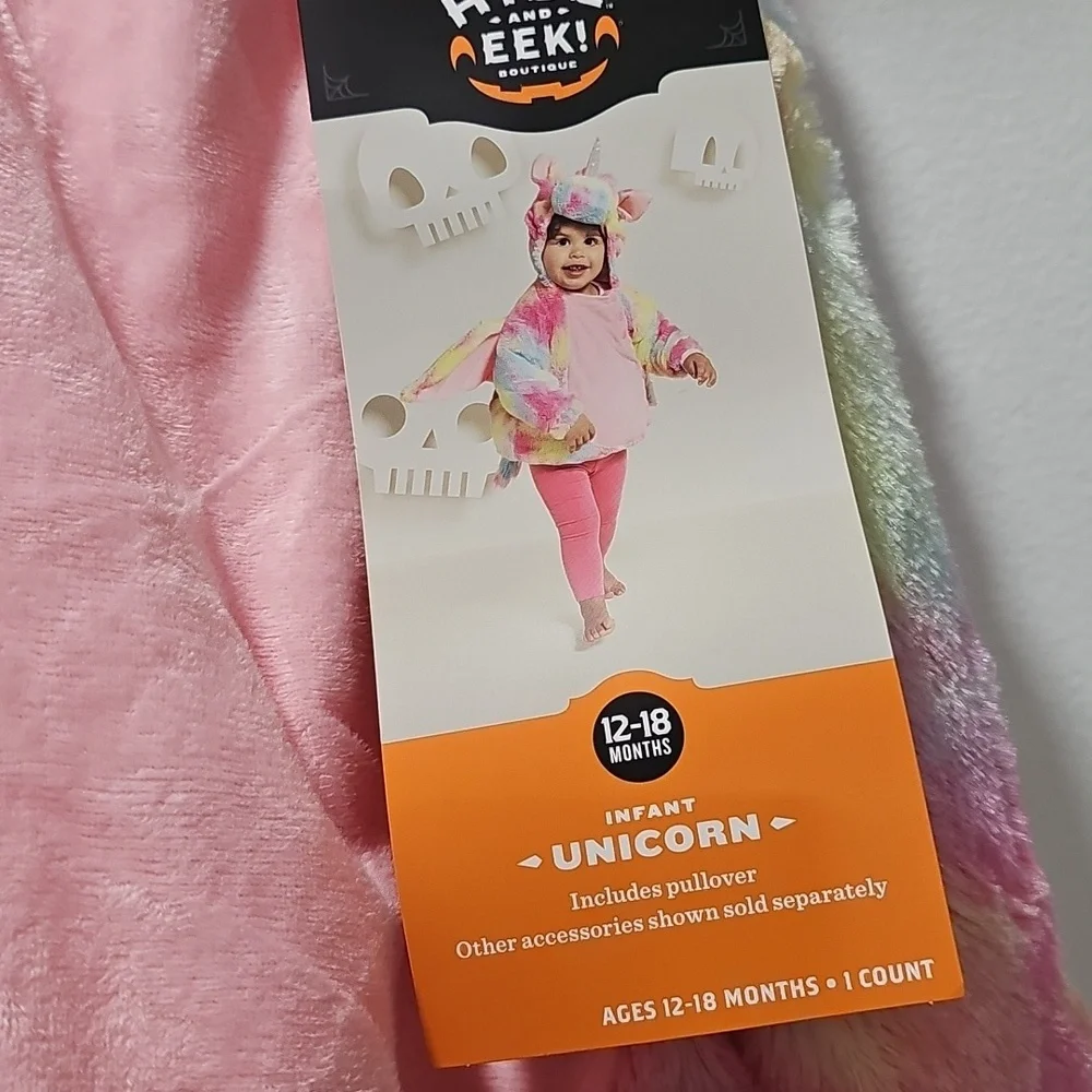 Infant Girls Size 12-18m Hooded Pullover Plush‎ Unicorn Halloween Costume